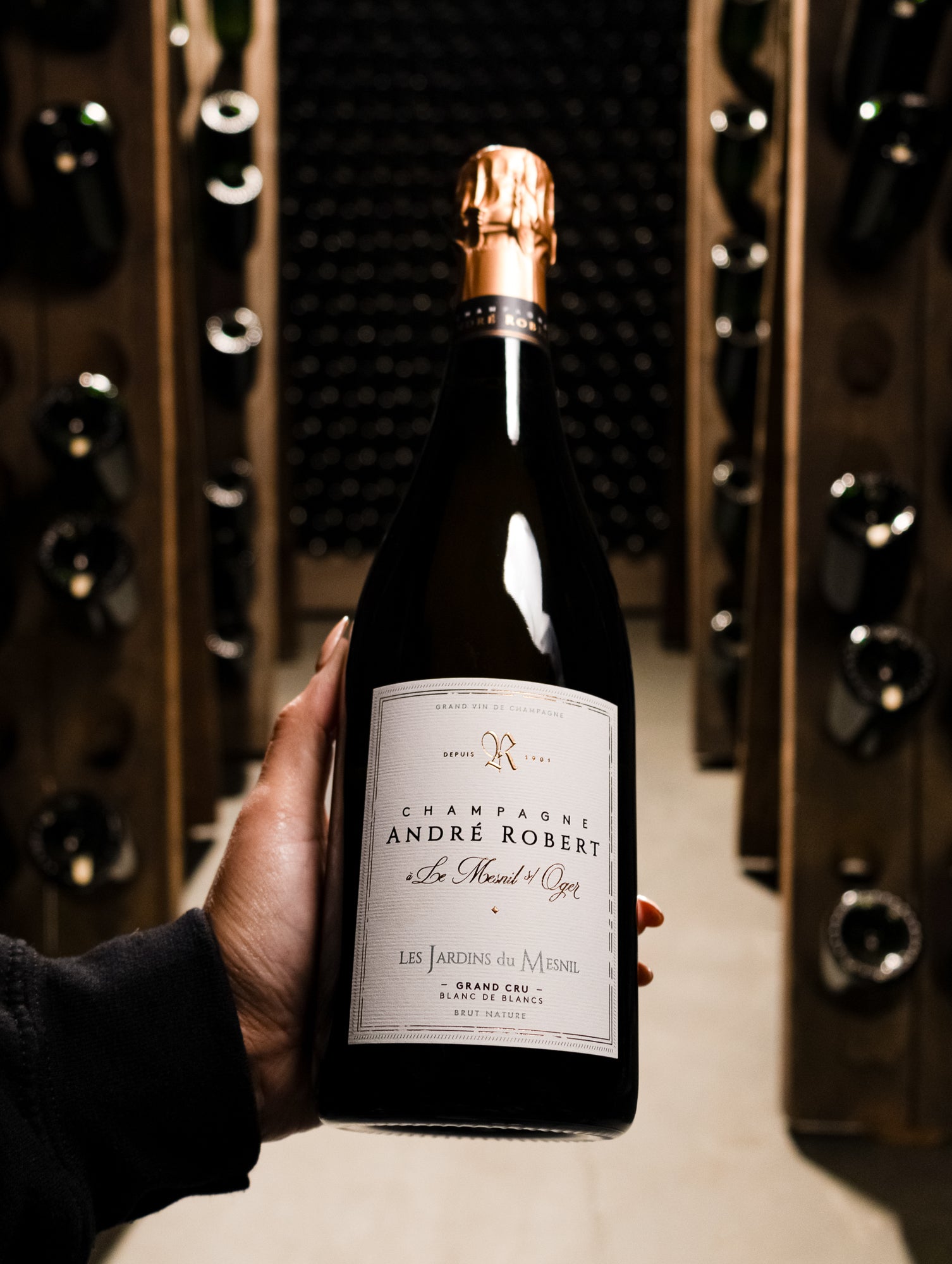 Champagne André Robert Blanc de Blancs Les Jardins du Mesnil Brut Nature Grand Cru NV 2023